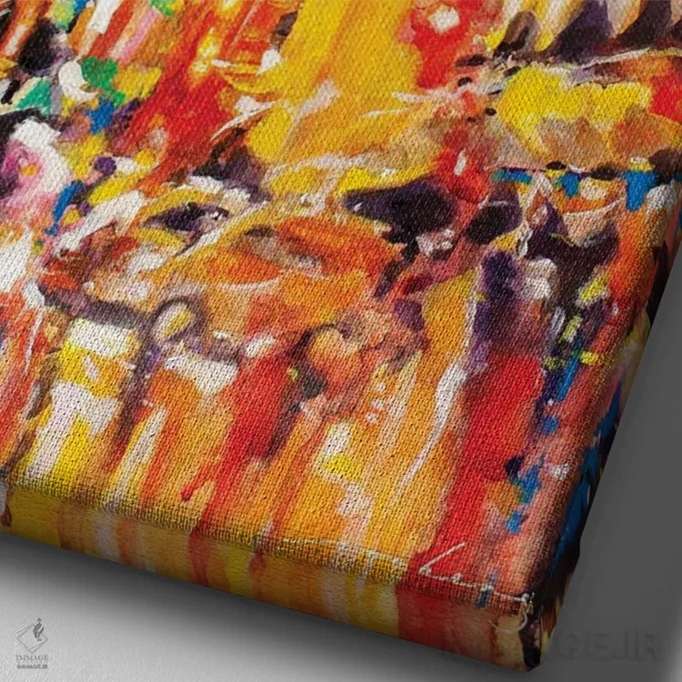 تابلو انتزاعی خط افق شهر اثر سو بنگ لیم - نمای نزدیک بافت بوم