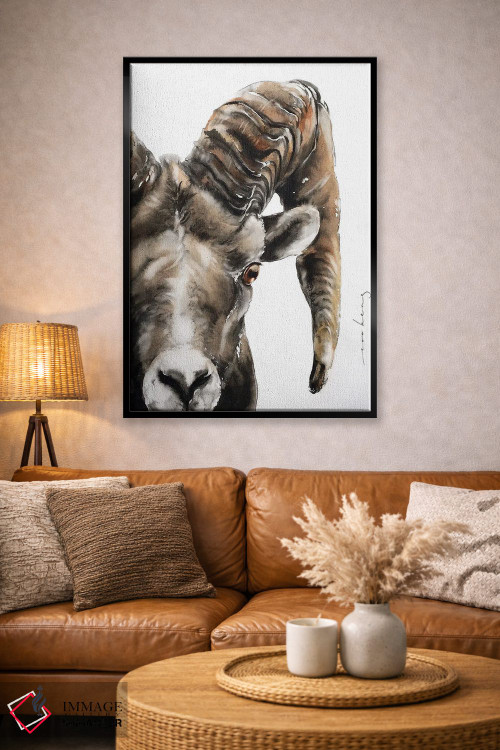 تابلو دکوراتیو قوچ سنگی اثر سو بنگ لیم - D5B