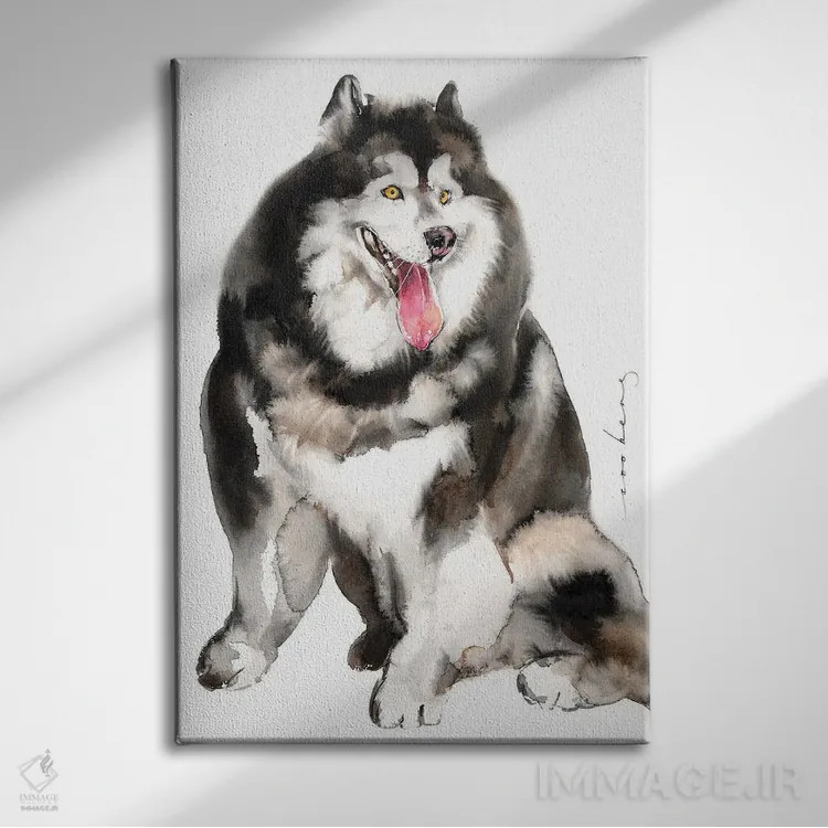 تابلو دکوراتیو توله هاسکی اثر سو بنگ لیم - نمای روبهرو روی دیوار