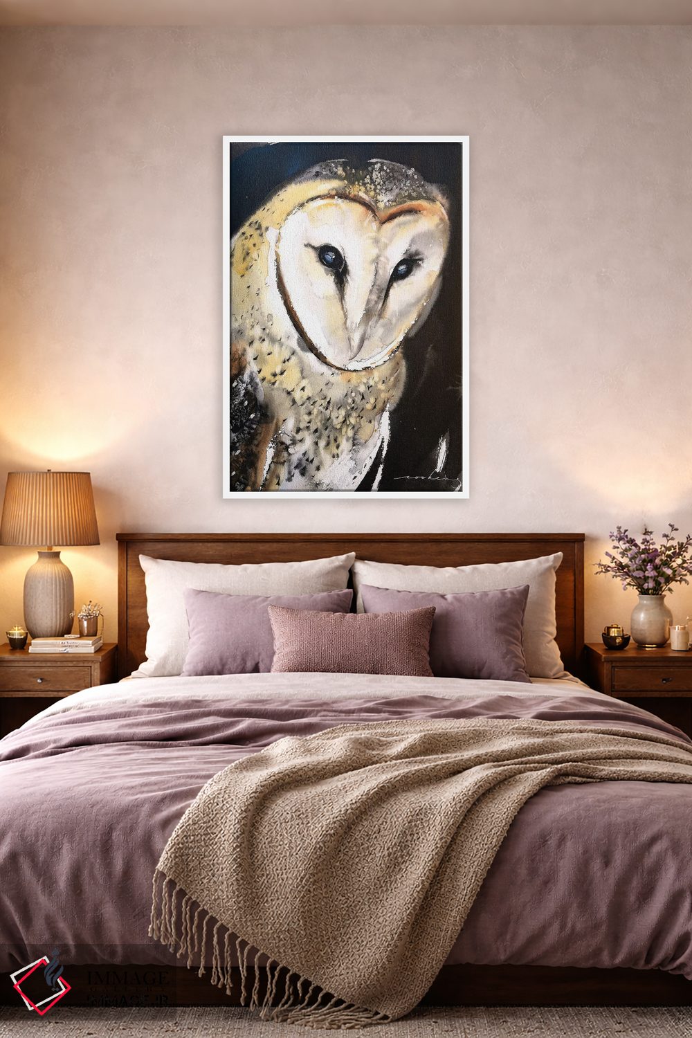 تابلو دکوراتیو جغد انباری اثر سو بنگ لیم - D2W