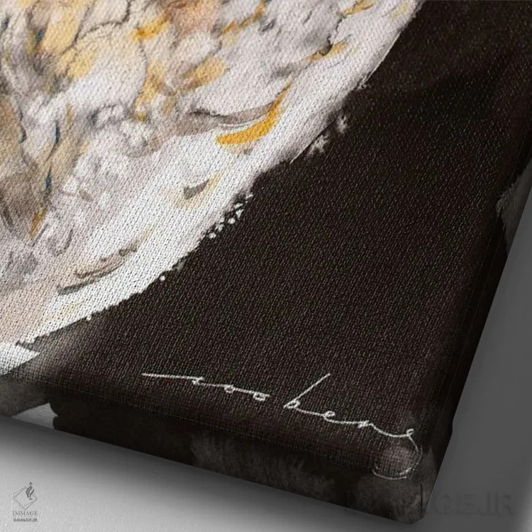 تابلو دکوراتیو جغد اسرارآمیز اثر سو بنگ لیم - نمای نزدیک بافت بوم