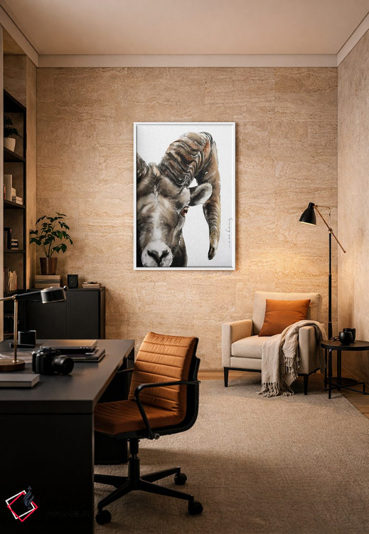 تابلو دکوراتیو قوچ سنگی اثر سو بنگ لیم - D6W