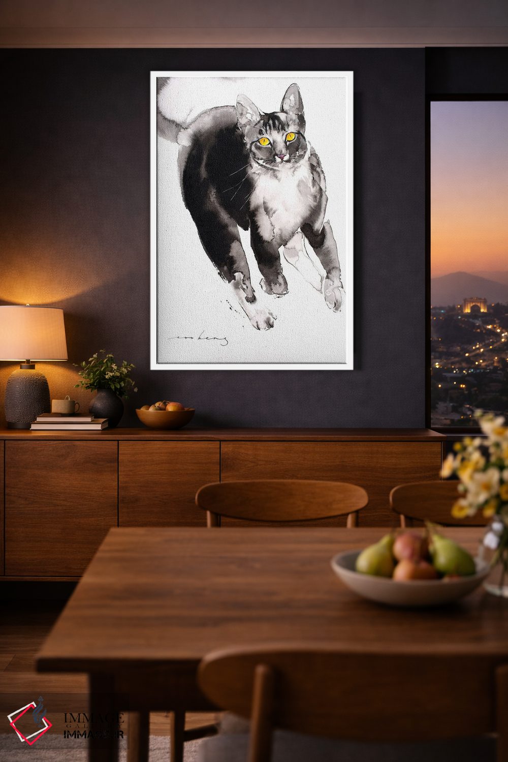 تابلو دکوراتیو گربه شکارچی II اثر سو بنگ لیم - D2W