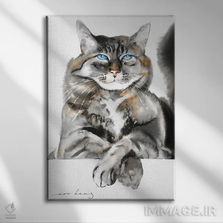 تابلو دکوراتیو گربه مغرور اثر سو بنگ لیم - نمای روبهرو روی دیوار
