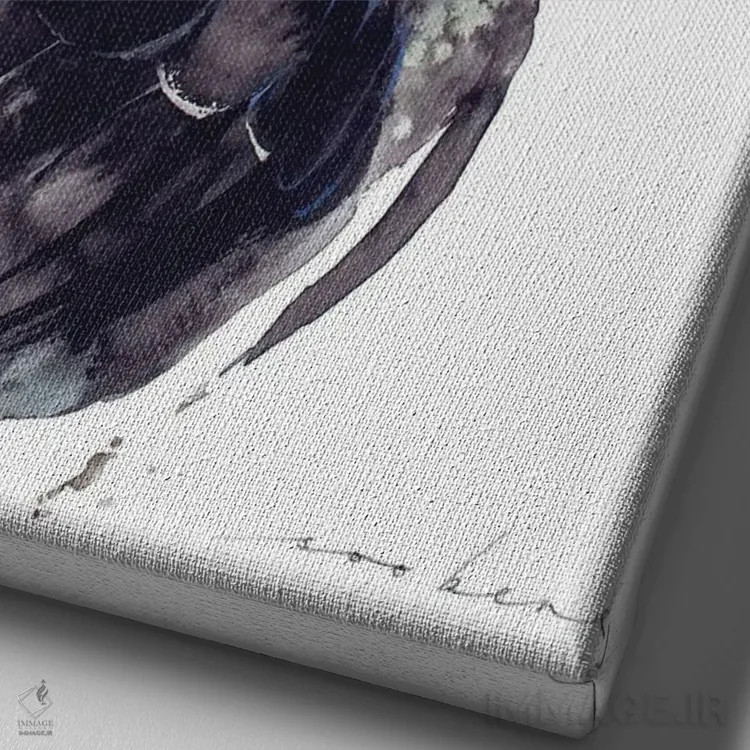 تابلو دکوراتیو کاکاتو سیاه دم زرد اثر سو بنگ لیم - نمای نزدیک بافت بوم