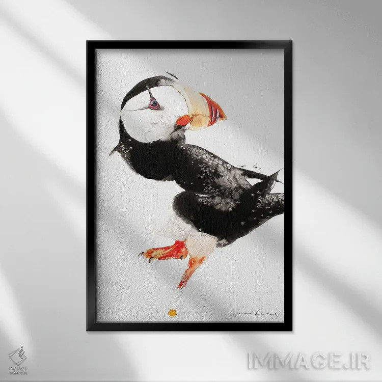 تابلو دکوراتیو پافین اثر سو بنگ لیم - نمای قابدار مشکی