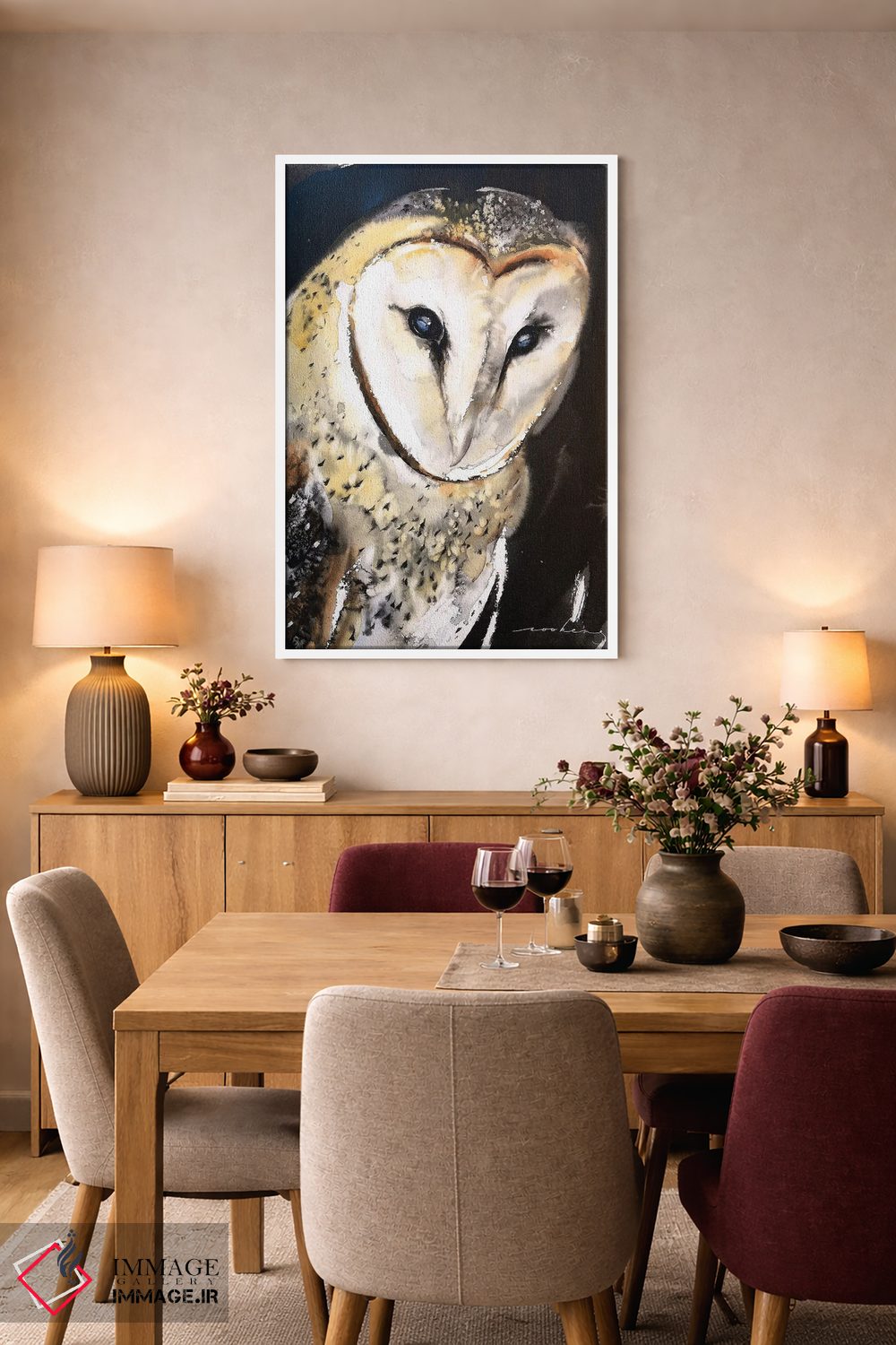 تابلو دکوراتیو جغد انباری اثر سو بنگ لیم - D5W