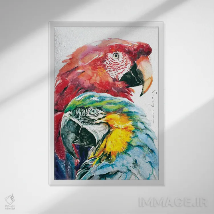 تابلو دکوراتیو شکوه طوطی اثر سو بنگ لیم - نمای قابدار سفید