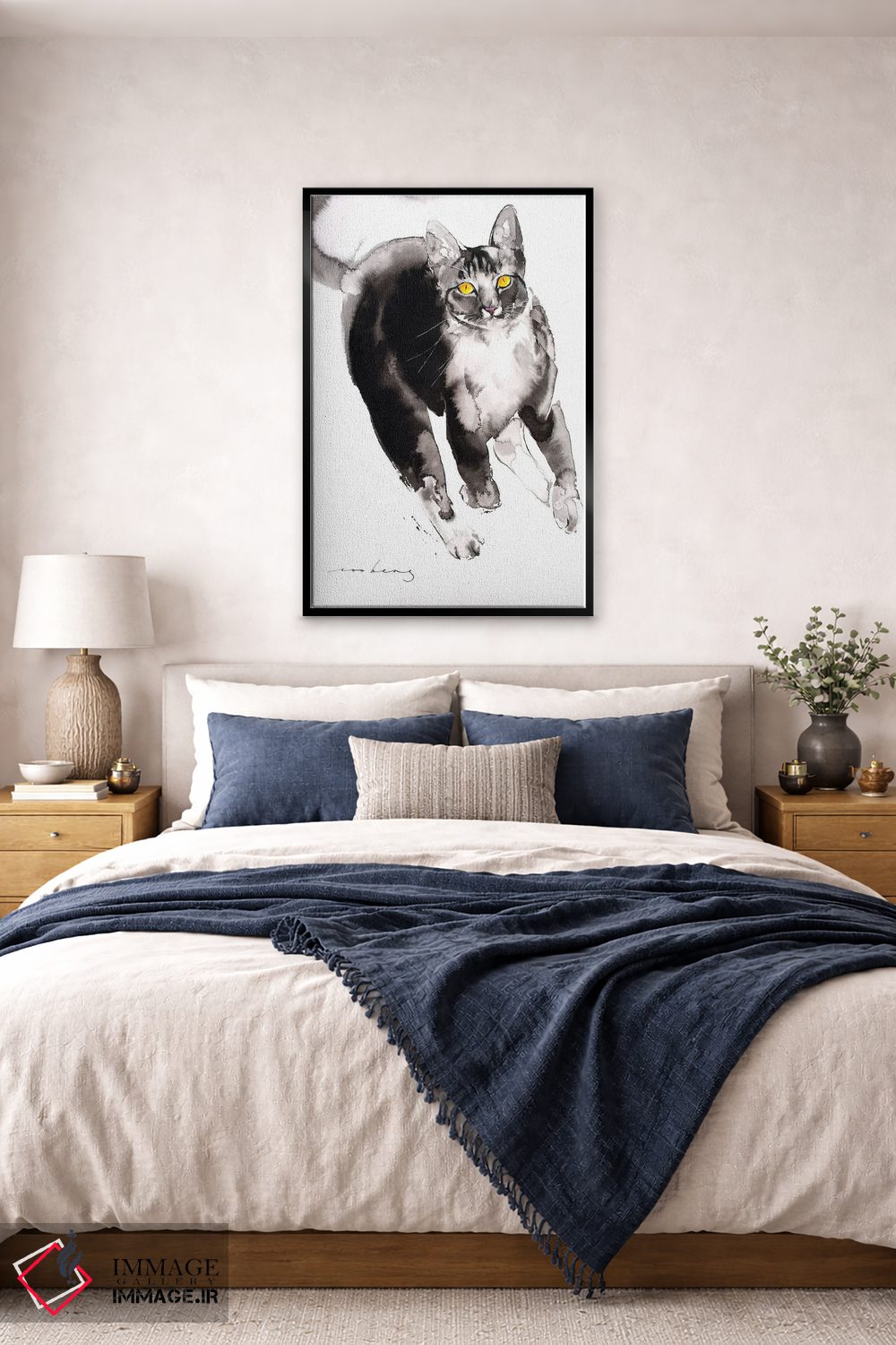 تابلو دکوراتیو گربه شکارچی II اثر سو بنگ لیم - D6B