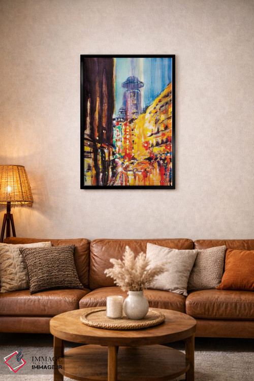 تابلو انتزاعی خط افق شهر اثر سو بنگ لیم - D4B