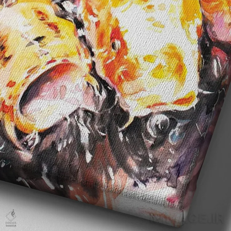 تابلو دکوراتیو جذابیت ماهی کوی اثر سو بنگ لیم - نمای نزدیک بافت بوم