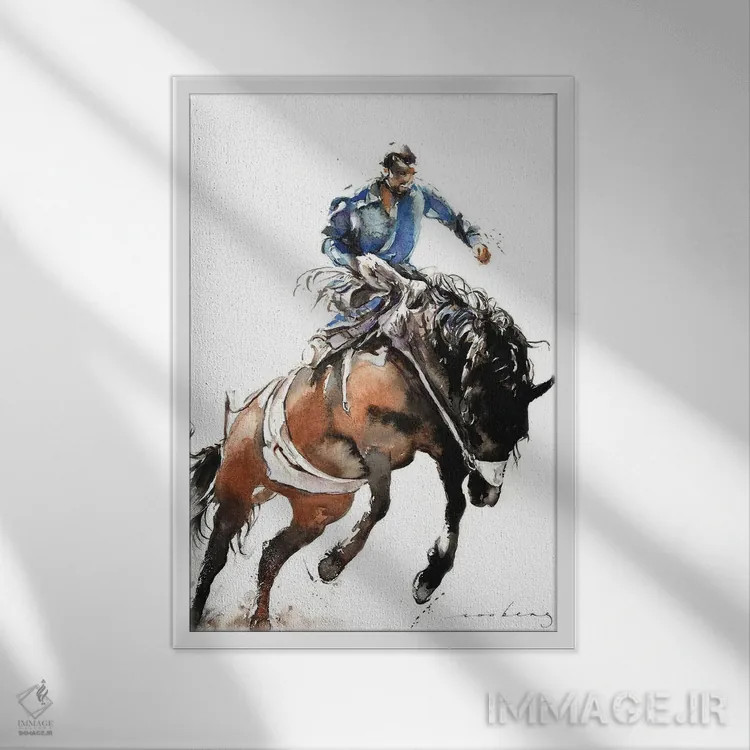 تابلو دکوراتیو سواری بر برامبی اثر سو بنگ لیم - نمای قابدار سفید