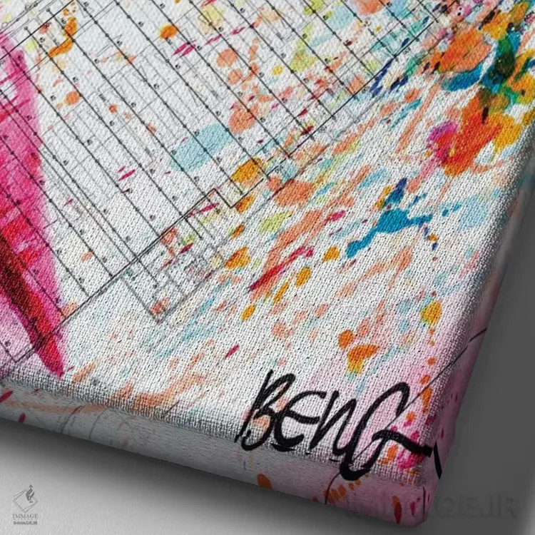 تابلو دکوراتیو زن معاصر III اثر سو بنگ لیم - نمای نزدیک بافت بوم