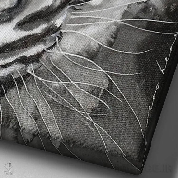 تابلو دکوراتیو ببر آبی III اثر سو بنگ لیم - نمای نزدیک بافت بوم