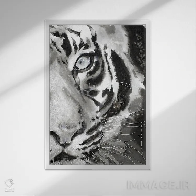 تابلو دکوراتیو ببر آبی III اثر سو بنگ لیم - نمای قابدار سفید