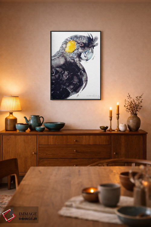تابلو دکوراتیو کاکاتو سیاه دم زرد اثر سو بنگ لیم - D6B