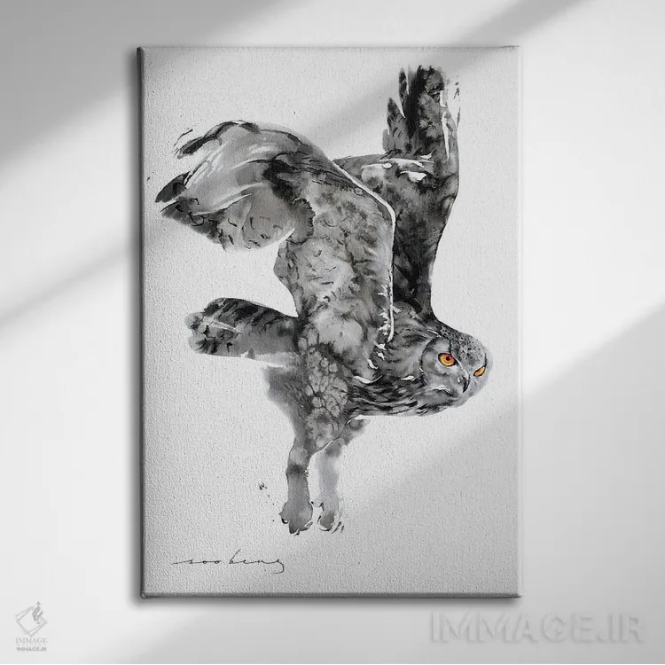 تابلو دکوراتیو پرواز جغد کوچک II اثر سو بنگ لیم - نمای روبهرو روی دیوار