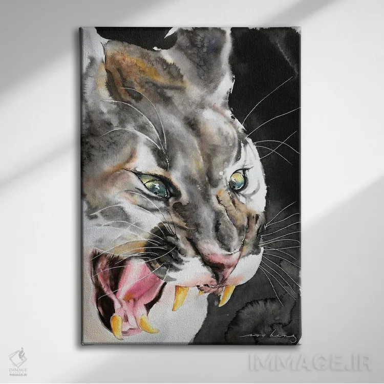 تابلو دکوراتیو غرش شیر اثر سو بنگ لیم - نمای روبهرو روی دیوار