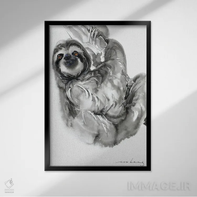 تابلو دکوراتیو تنبلی II اثر سو بنگ لیم - نمای قابدار مشکی