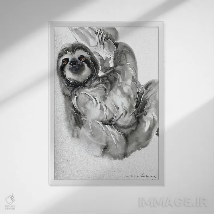 تابلو دکوراتیو تنبلی II اثر سو بنگ لیم - نمای قابدار سفید