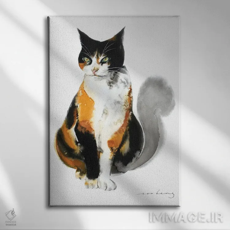 تابلو دکوراتیو گربه منتظر اثر سو بنگ لیم - نمای روبهرو روی دیوار