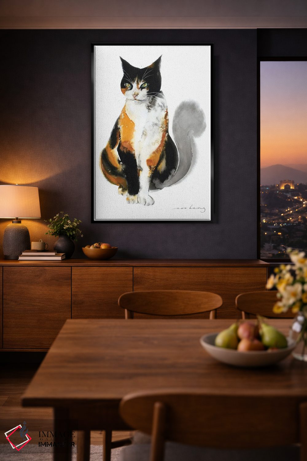 تابلو دکوراتیو گربه منتظر اثر سو بنگ لیم - D1B