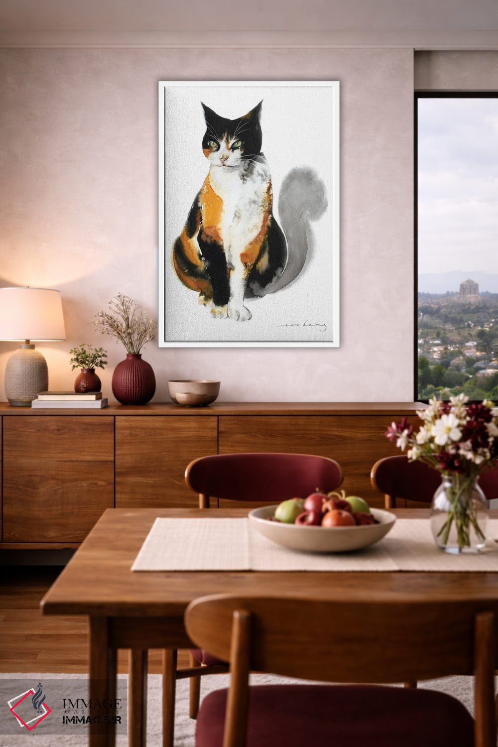 تابلو دکوراتیو گربه منتظر اثر سو بنگ لیم - D3W