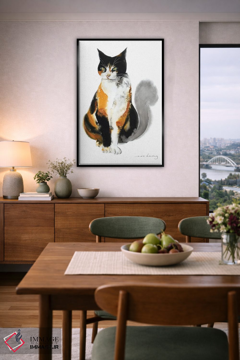تابلو دکوراتیو گربه منتظر اثر سو بنگ لیم - D6B