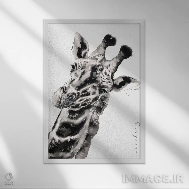تابلو دکوراتیو سلام ژیرافا اثر سو بنگ لیم - نمای قابدار سفید