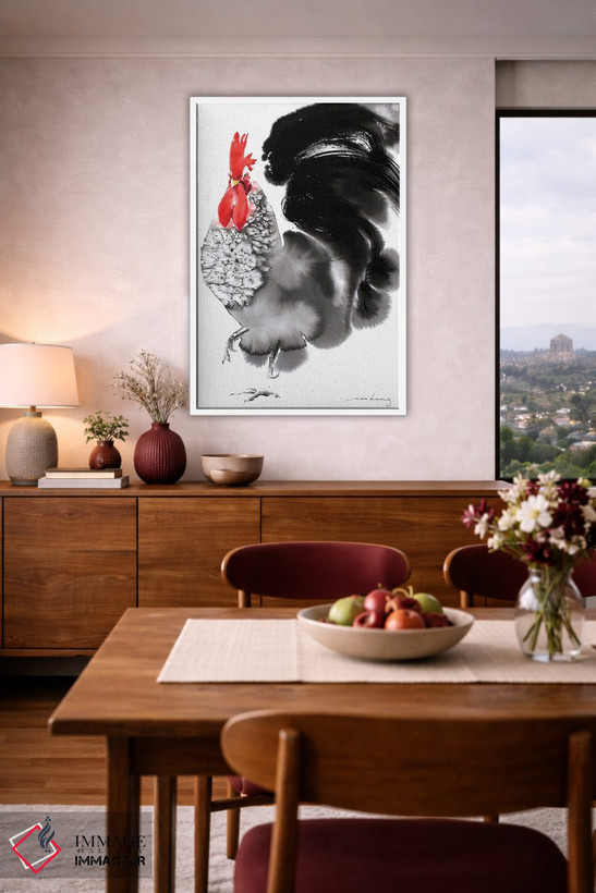 تابلو دکوراتیو خروس بانگ زن اثر سو بنگ لیم - D3W