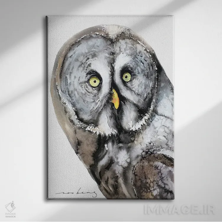 تابلو دکوراتیو جغد اسرارآمیز اثر سو بنگ لیم - نمای روبهرو روی دیوار