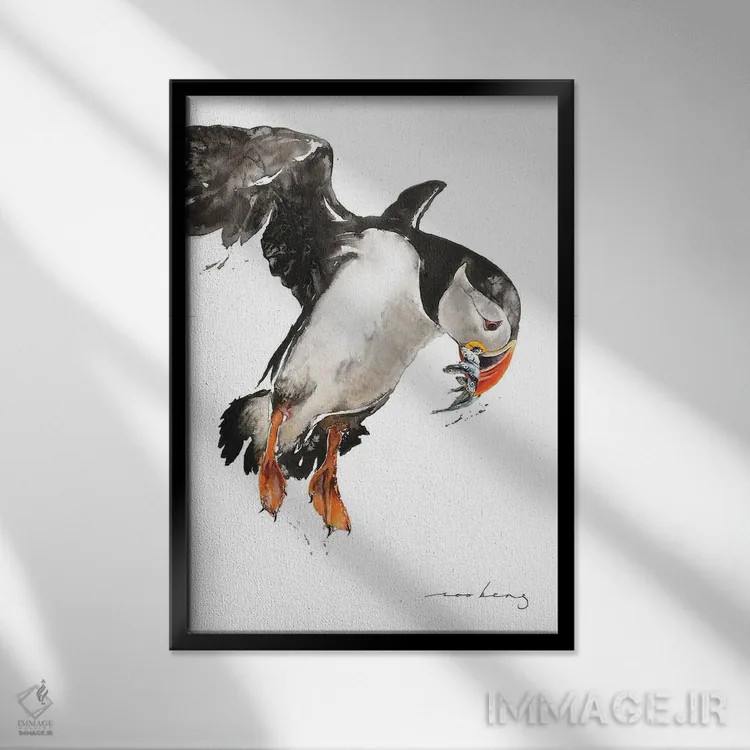 تابلو دکوراتیو بار ماهی مرغ دریایی اثر سو بنگ لیم - نمای قابدار مشکی