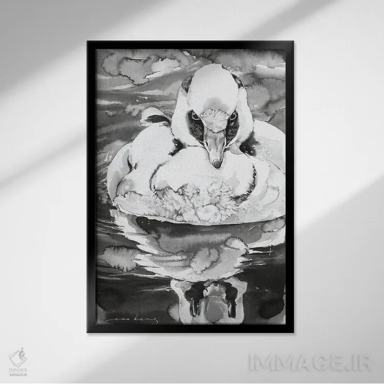 تابلو دکوراتیو افسون اردک نر اثر سو بنگ لیم - نمای قابدار مشکی