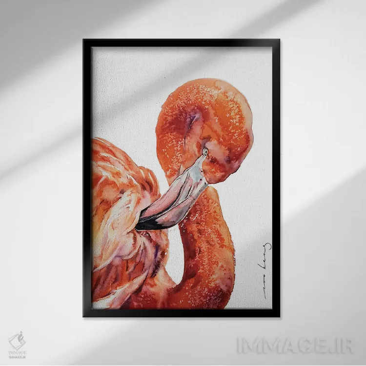 تابلو دکوراتیو شیک پوشی فلامینگو اثر سو بنگ لیم - نمای قابدار مشکی