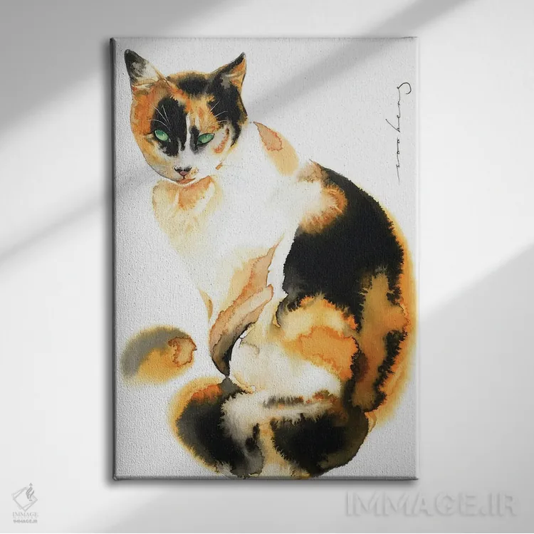 تابلو دکوراتیو گربه منتظر است اثر سو بنگ لیم - نمای روبهرو روی دیوار