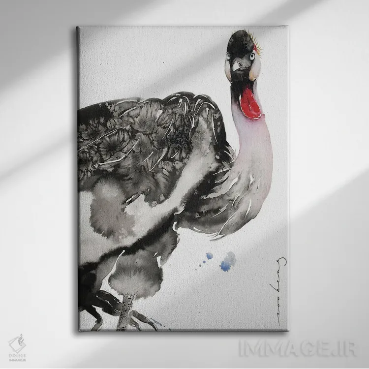 تابلو دکوراتیو درنای باوقار اثر سو بنگ لیم - نمای روبهرو روی دیوار