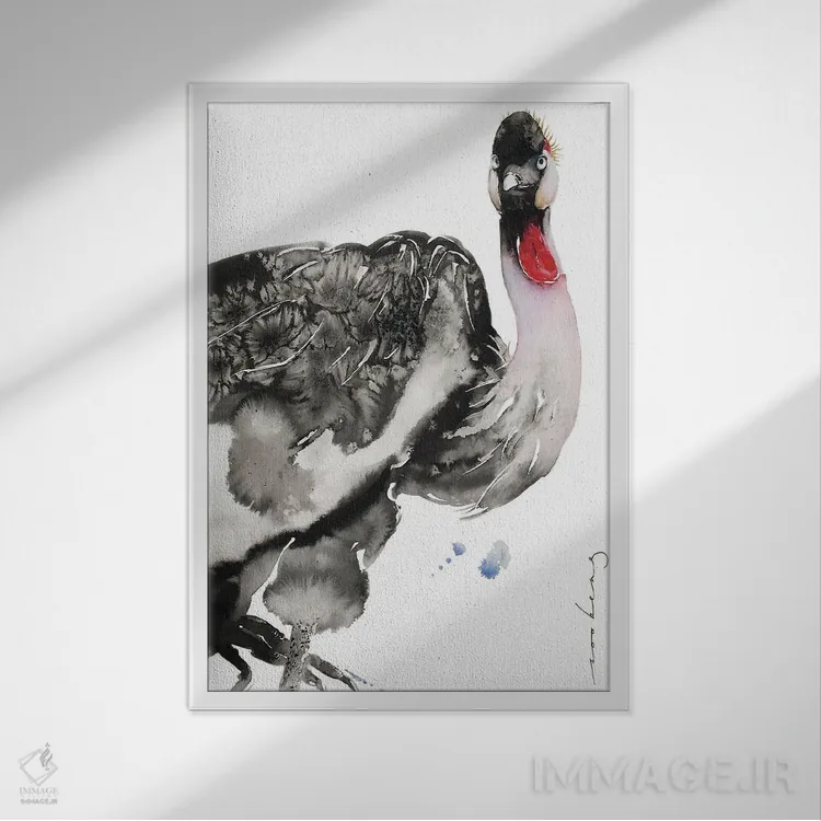 تابلو دکوراتیو درنای باوقار اثر سو بنگ لیم - نمای قابدار سفید