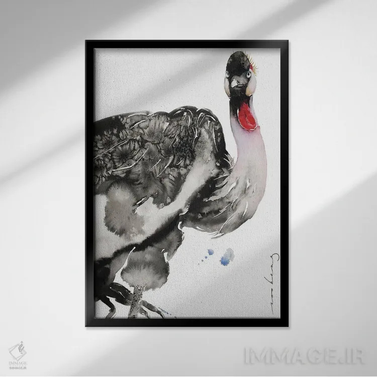 تابلو دکوراتیو درنای باوقار اثر سو بنگ لیم - نمای قابدار مشکی