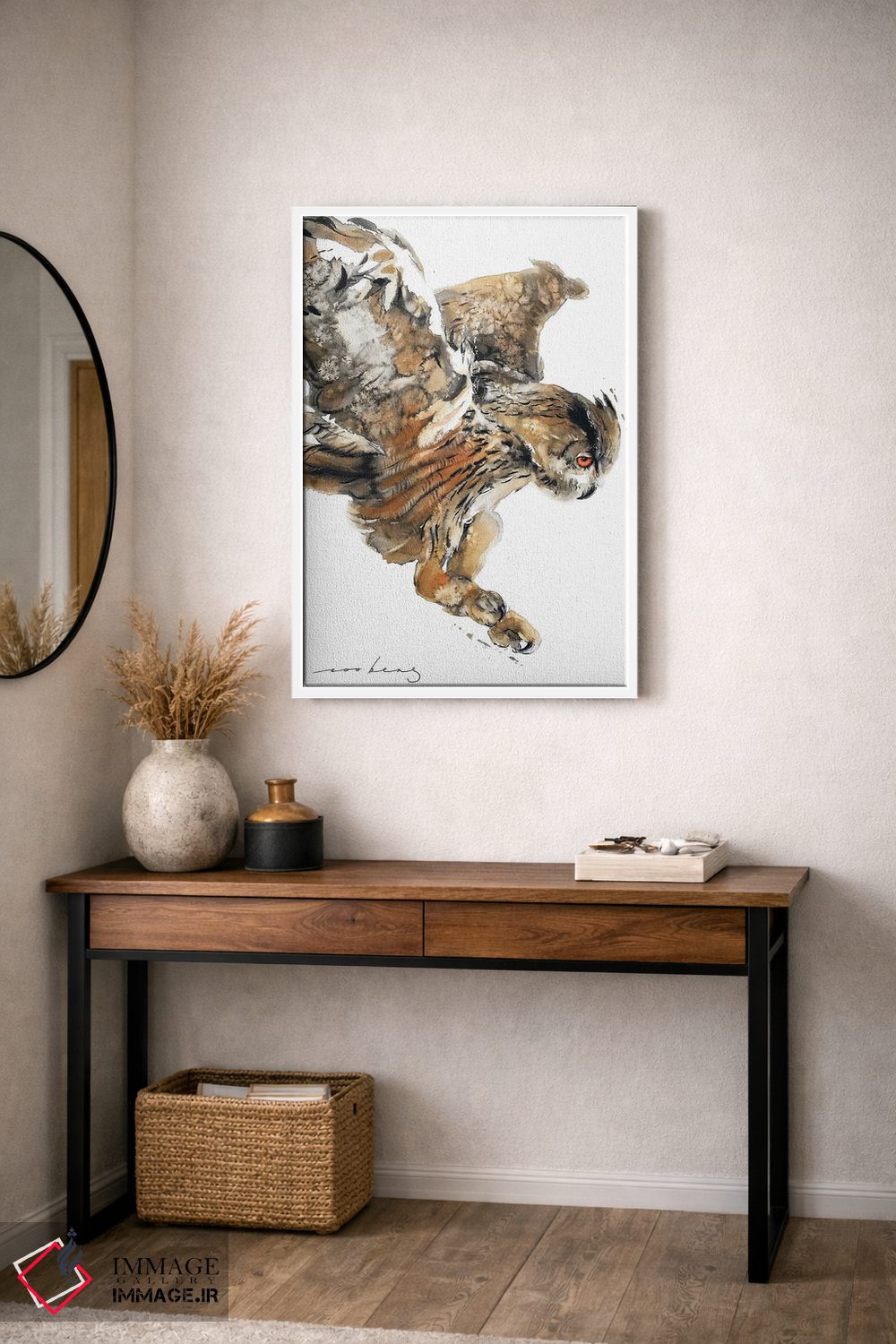 تابلو دکوراتیو شکار جغد اثر سو بنگ لیم - D2W