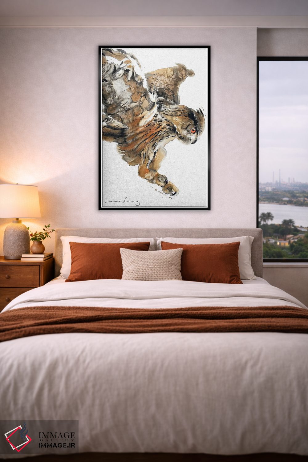 تابلو دکوراتیو شکار جغد اثر سو بنگ لیم - D4B
