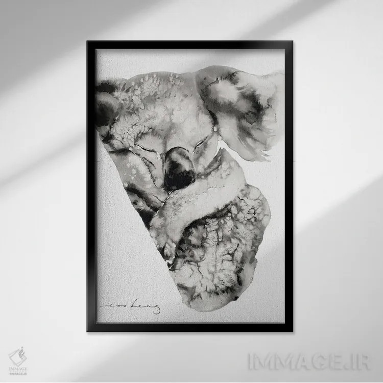 تابلو دکوراتیو چشمک کوآلا اثر سو بنگ لیم - نمای قابدار مشکی