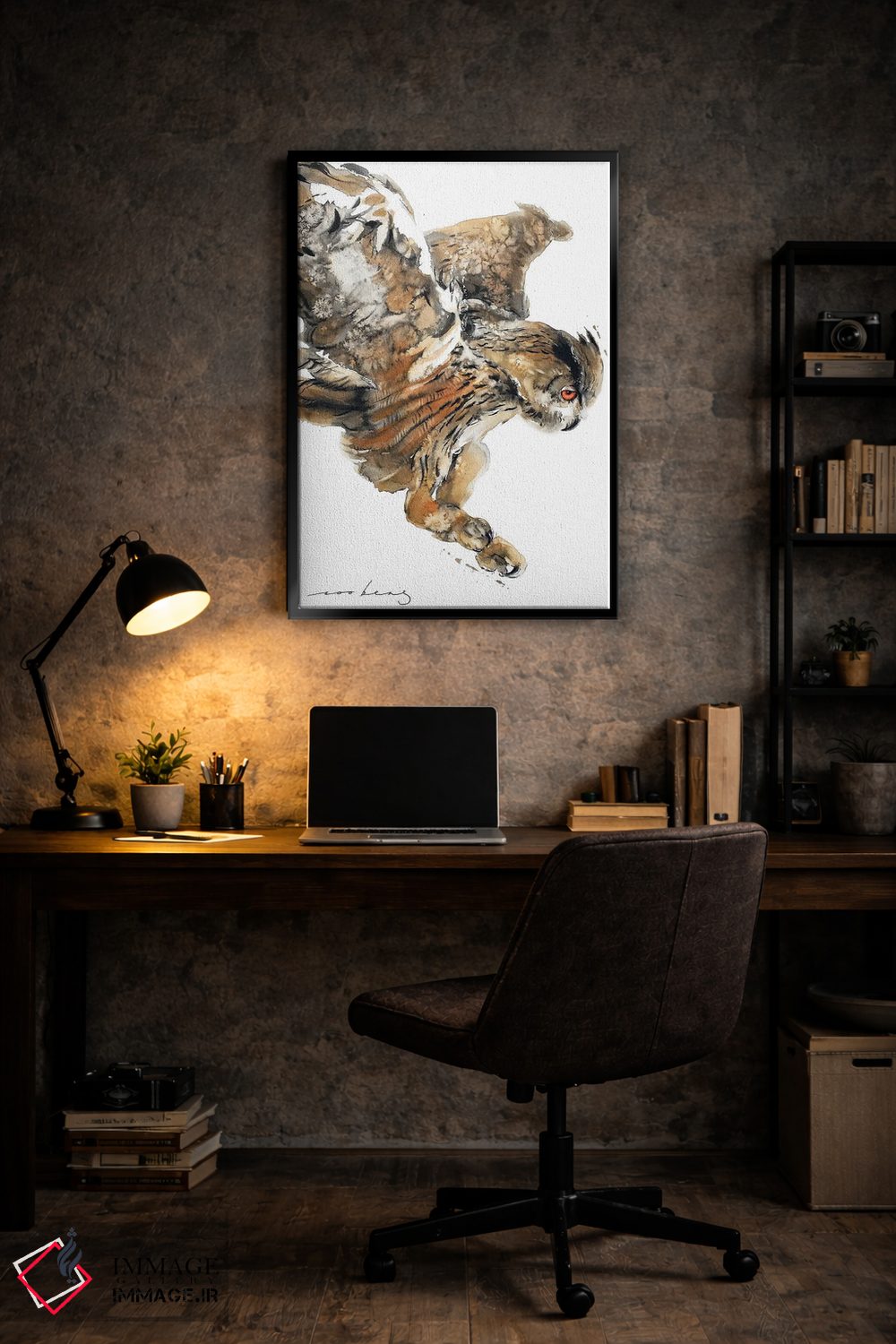 تابلو دکوراتیو شکار جغد اثر سو بنگ لیم - D6B