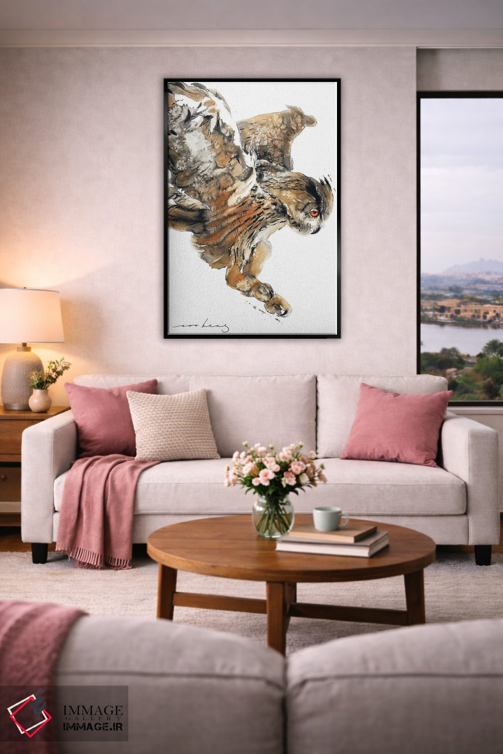 تابلو دکوراتیو شکار جغد اثر سو بنگ لیم - D5B