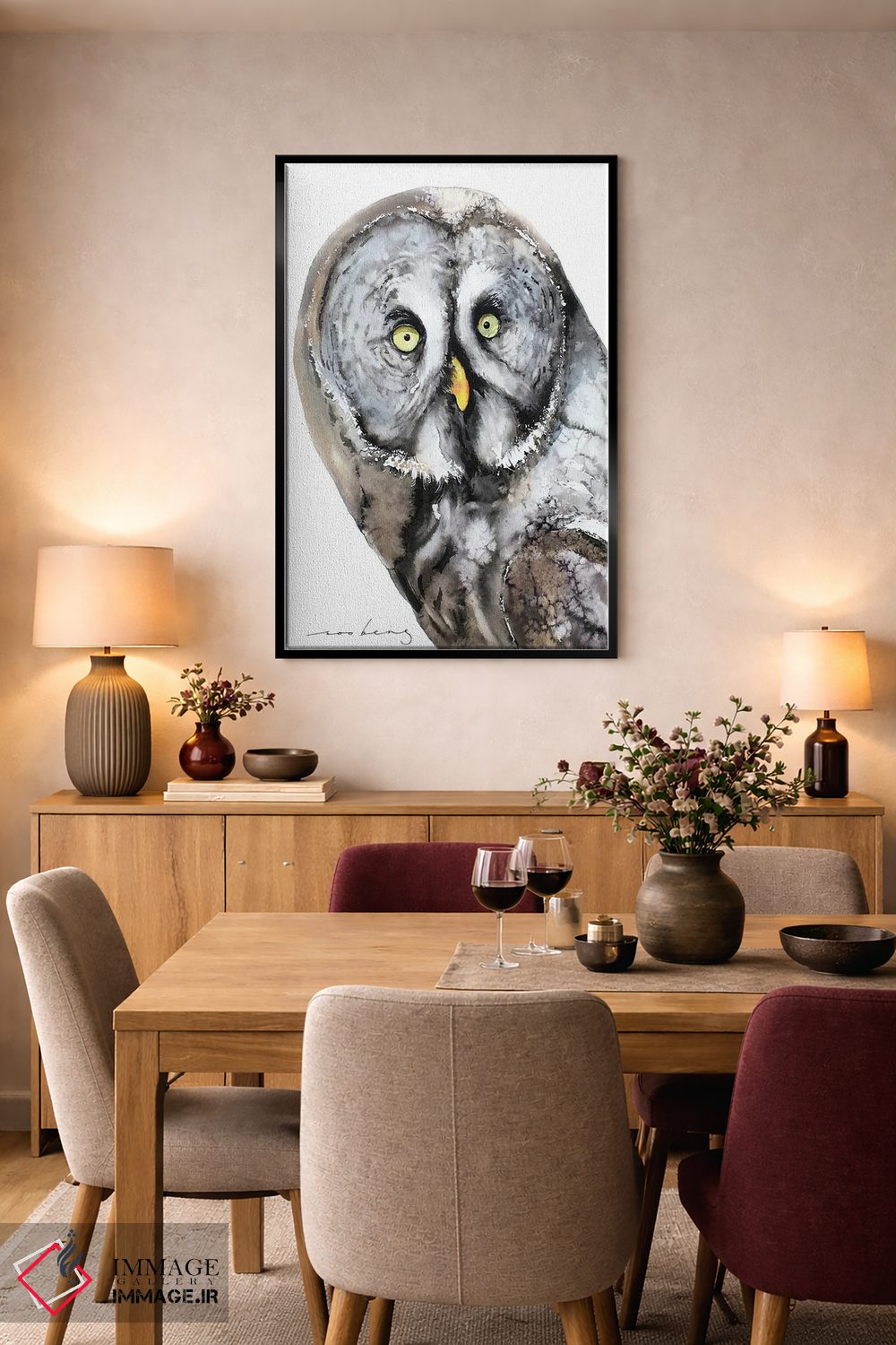 تابلو دکوراتیو جغد اسرارآمیز اثر سو بنگ لیم - D3B