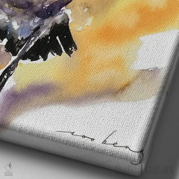 تابلو دکوراتیو پرواز غاز نر اثر سو بنگ لیم - نمای نزدیک بافت بوم