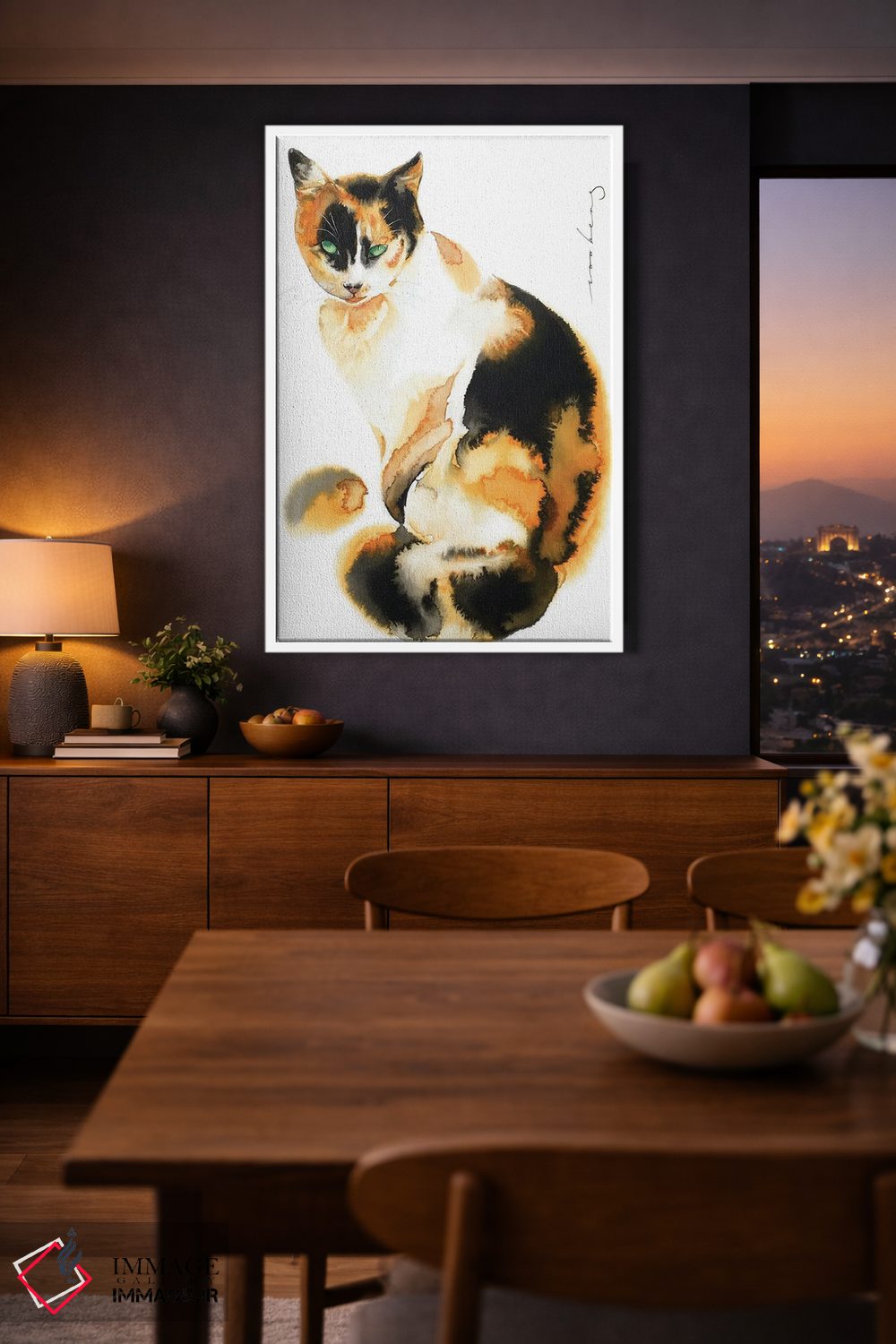 تابلو دکوراتیو گربه منتظر است اثر سو بنگ لیم - D2W
