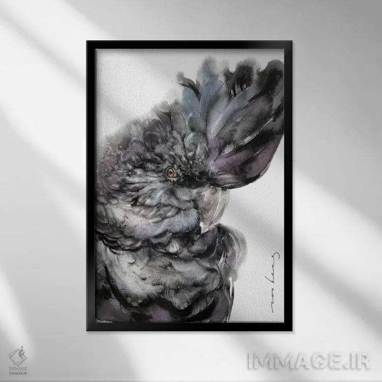 تابلو دکوراتیو شکوه تاج کاکاتو اثر سو بنگ لیم - نمای قابدار مشکی