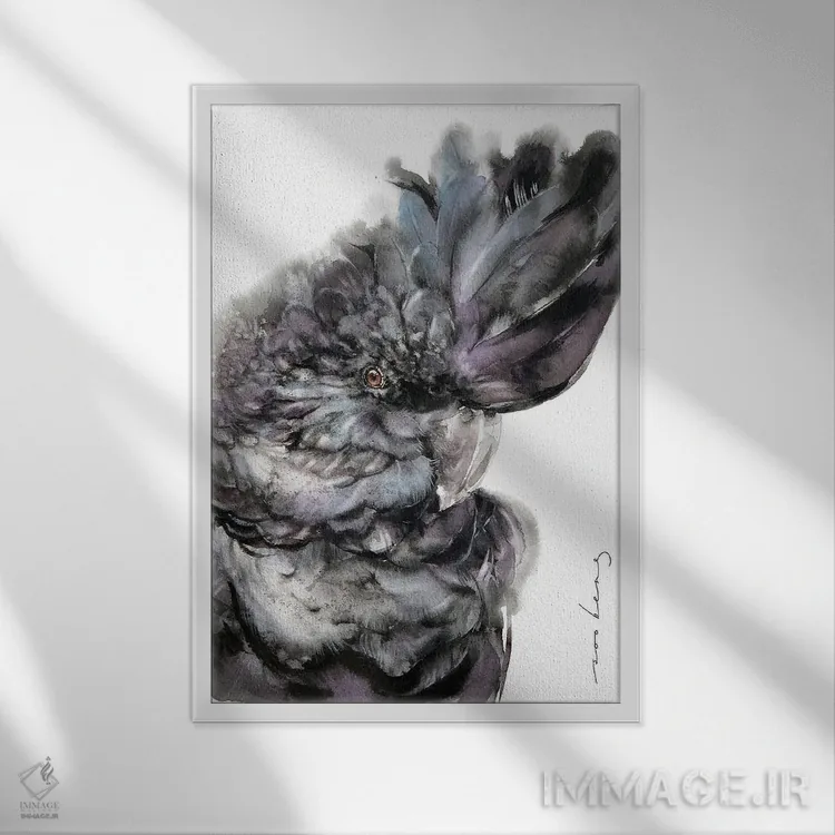 تابلو دکوراتیو شکوه تاج کاکاتو اثر سو بنگ لیم - نمای قابدار سفید