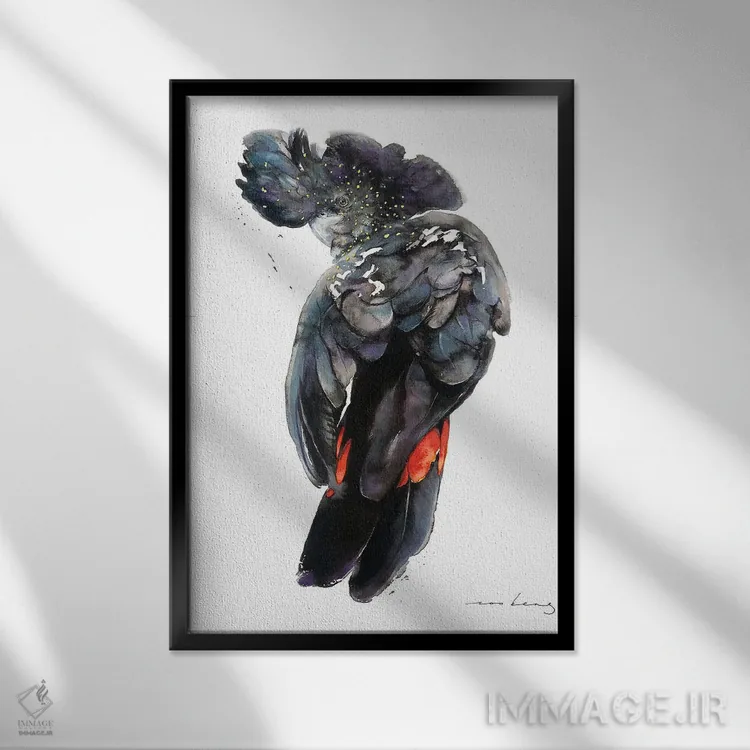 تابلو دکوراتیو کاکاتوی بنک اثر سو بنگ لیم - نمای قابدار مشکی