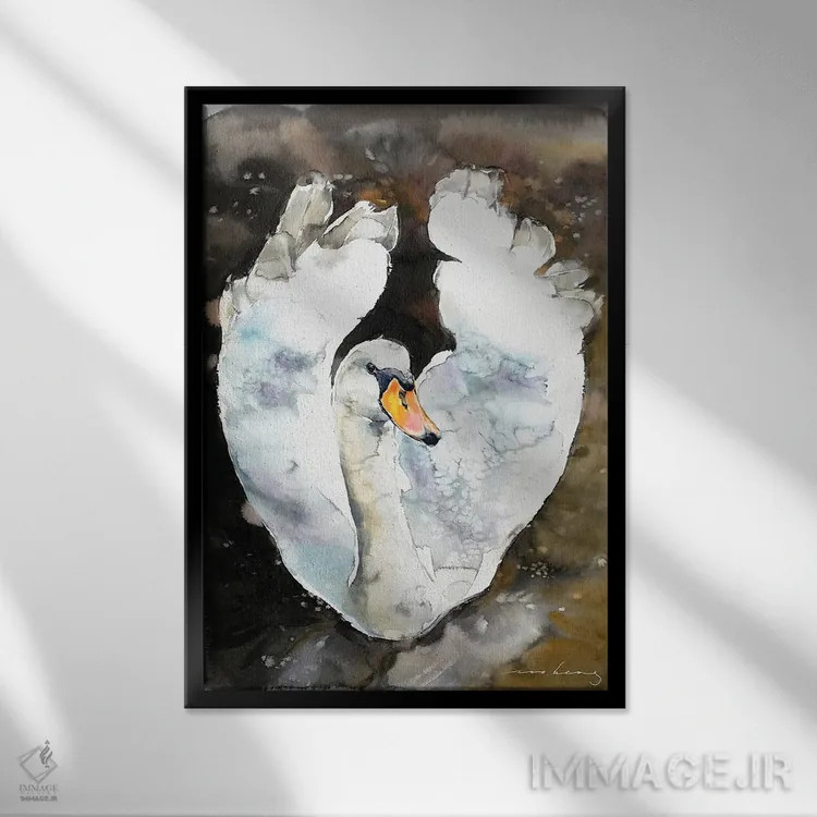 تابلو دکوراتیو وقار قو اثر سو بنگ لیم - نمای قابدار مشکی
